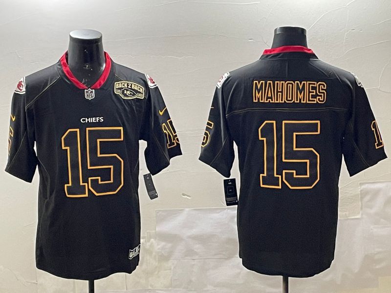 Men Kansas City Chiefs #15 Mahomes Black 2025 Nike Limited NFL Jersey style 5